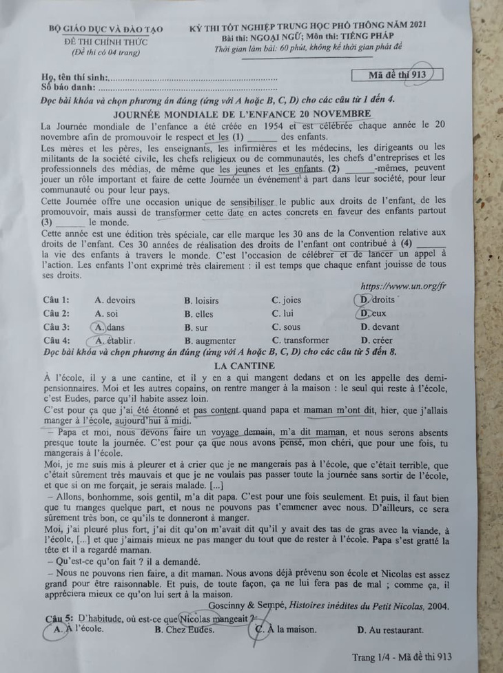 Đề và bài giải môn ngoại ngữ kỳ thi tốt nghiệp THPT 2021 - Ảnh 30.