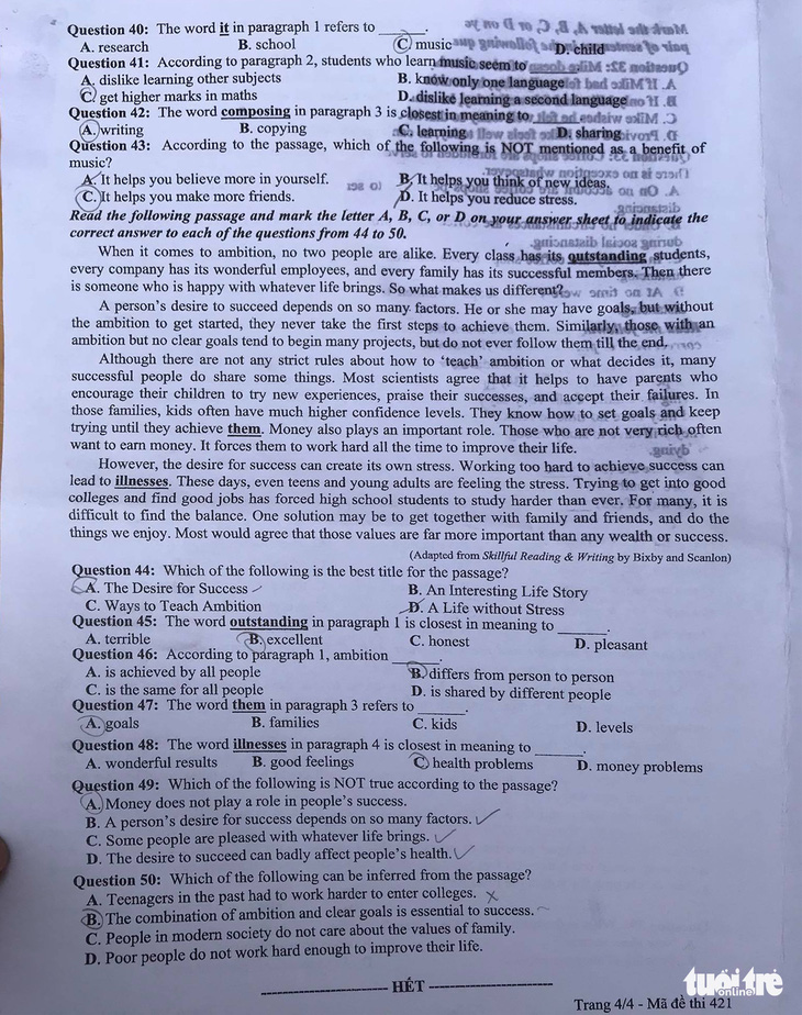 Đề và bài giải môn ngoại ngữ kỳ thi tốt nghiệp THPT 2021 - Ảnh 5.