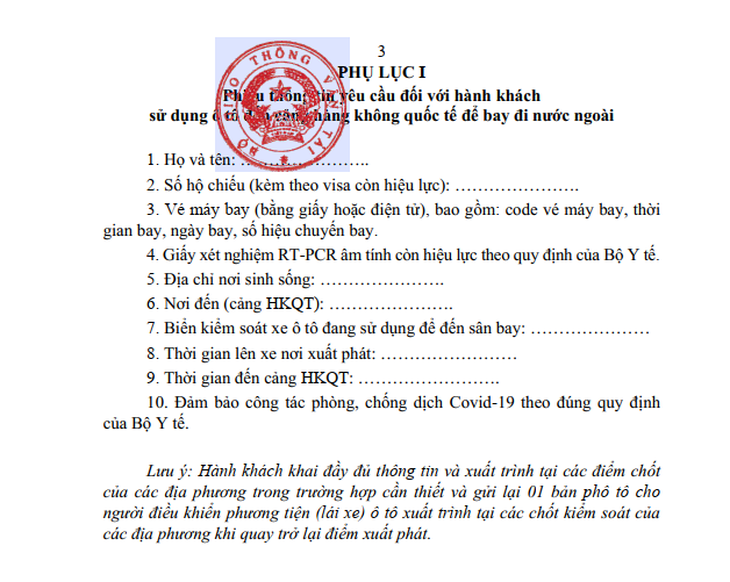 Mẫu giấy thông hành giúp tài xế và hành khách ra sân bay - Ảnh 1.