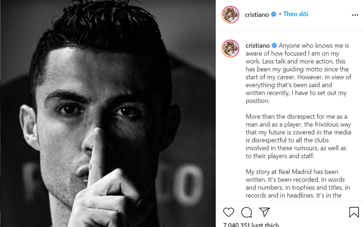 Ronaldo tức giận viết tâm thư: 