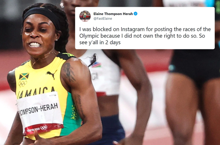 VĐV đoạt 2 HCV Olympic Thompson-Herah bị khóa Instagram vì vi phạm bản quyền Olympic - Ảnh 1.
