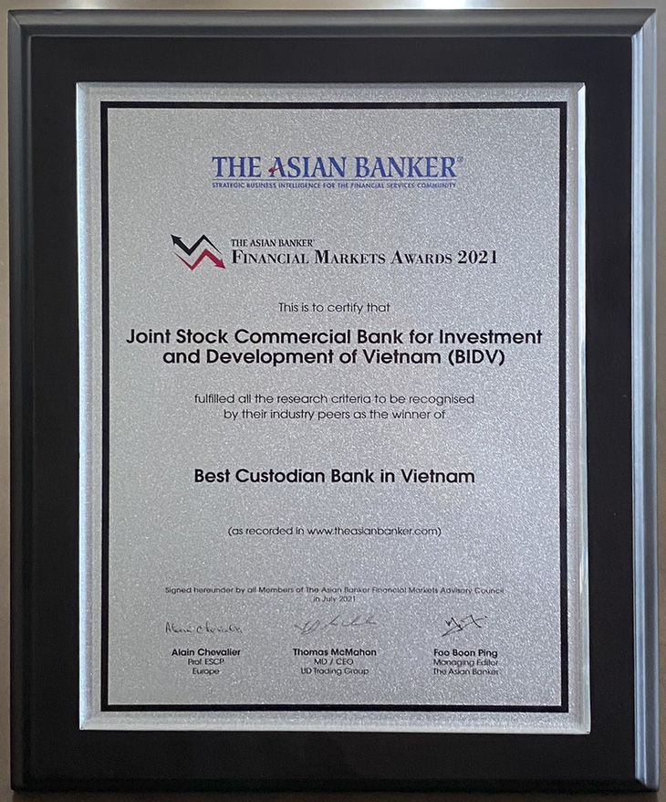 BIDV nhận giải ‘Ngân hàng lưu ký - giám sát tốt nhất Việt Nam 2021’ - Ảnh 1.