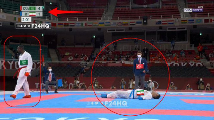 Võ sĩ karate bị đá ngất xỉu nằm trên cáng vẫn đoạt huy chương vàng Olympic - Ảnh 2.