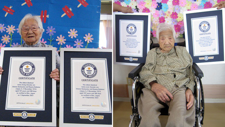 Cặp sinh đôi hơn 107 tuổi ở Nhật lập kỷ lục Guinness sống thọ nhất thế giới - Ảnh 1.