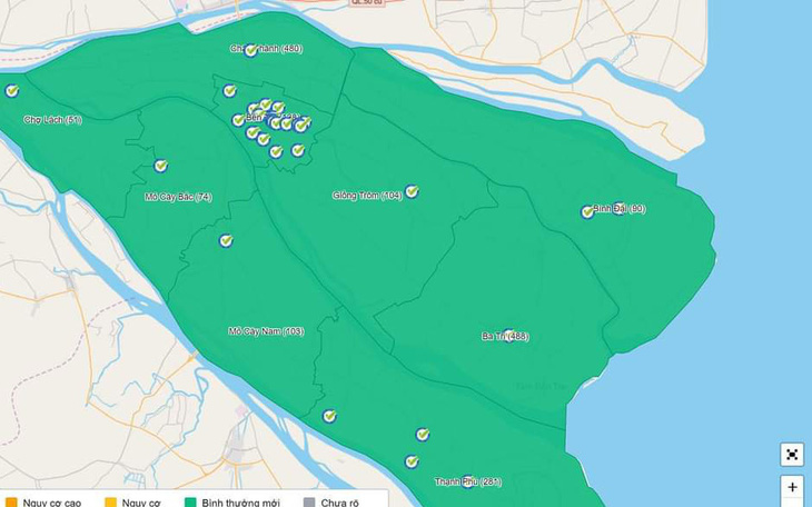 Bến Tre sắc xanh phủ toàn tỉnh, Tiền Giang không còn vùng đỏ
