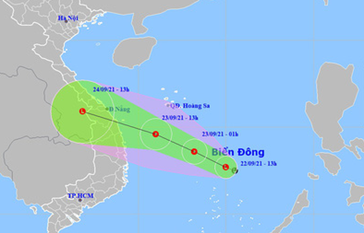 Vùng áp thấp trên Biển Đông tăng cấp, hướng nhanh vào bờ biển Đà Nẵng, Bình Định - Ảnh 1.