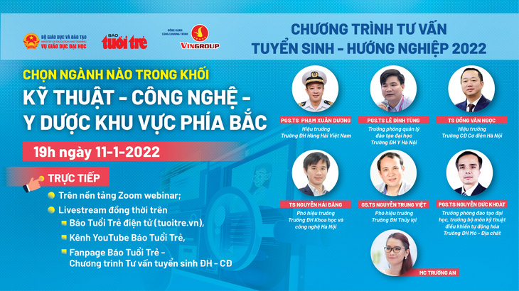 19h tối nay 11-1: Tư vấn Chọn ngành nào trong khối kỹ thuật - công nghệ - y dược khu vực phía Bắc - Ảnh 1.