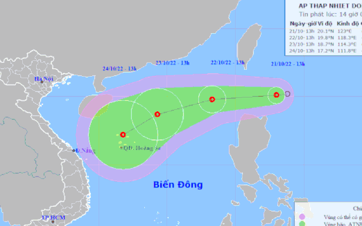 Áp thấp nhiệt đới ngoài khơi Philippines hướng vào Biển Đông