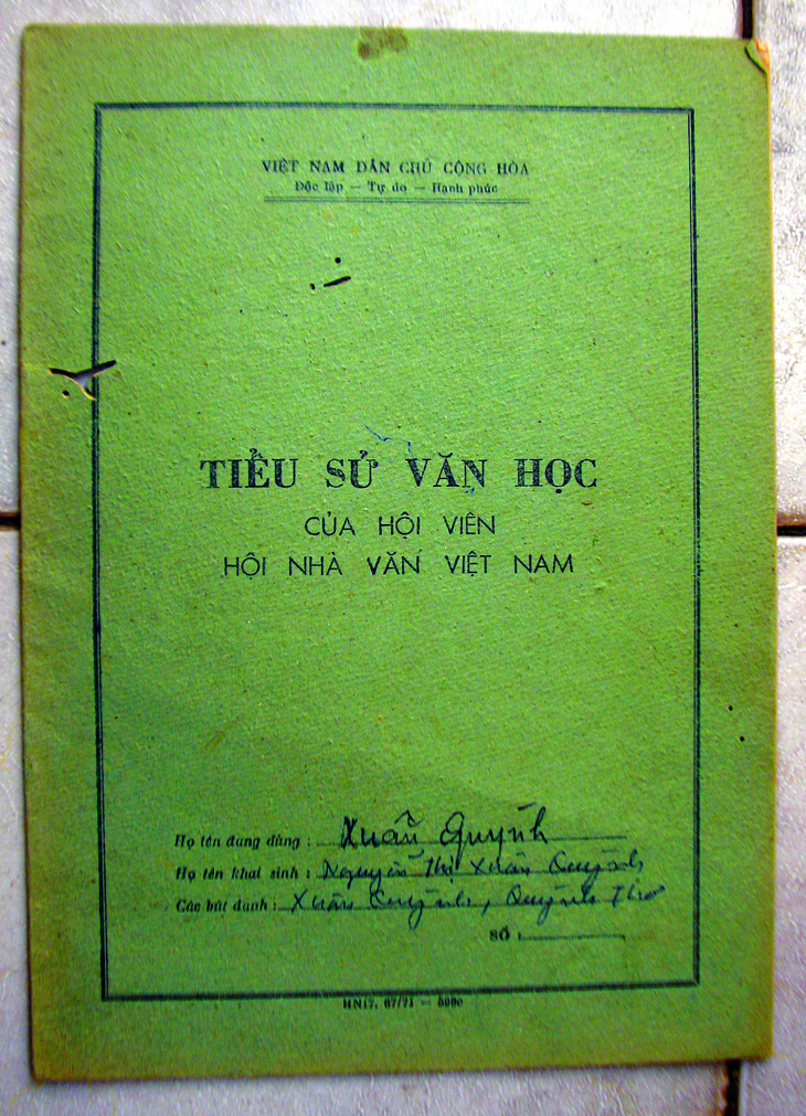 Bản tiểu sử văn học tự khai của nhà thơ Xuân Quỳnh - Ảnh 1.