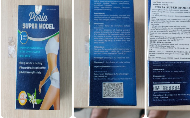 Cảnh báo sản phẩm giảm cân Poria super model có chứa chất cấm