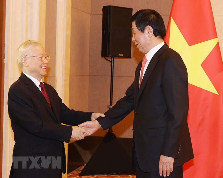 Tổng bí thư Nguyễn Phú Trọng hội kiến Chủ tịch Chính hiệp Trung Quốc Uông Dương - Ảnh 2.