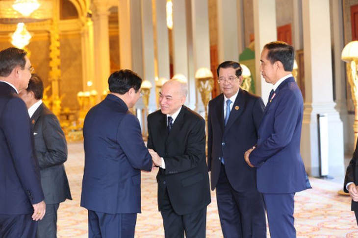 Thủ tướng Phạm Minh Chính và lãnh đạo ASEAN tiếp kiến Quốc vương Campuchia - Ảnh 3.