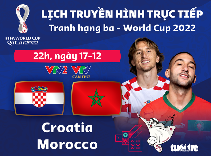 Lịch trực tiếp trận tranh hạng 3 World Cup 2022 giữa Croatia và Morocco - Ảnh 1.