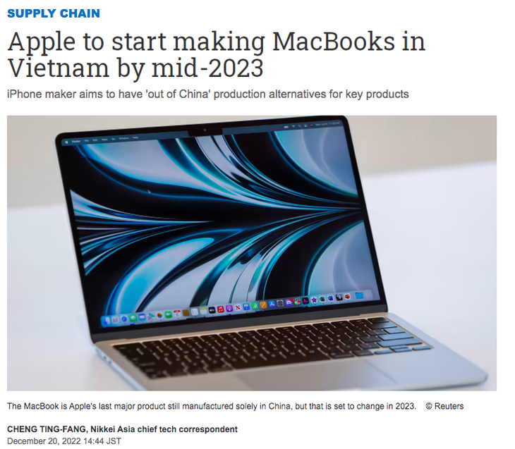 Apple sản xuất MacBook tại Việt Nam vào năm 2023 - Ảnh 1.