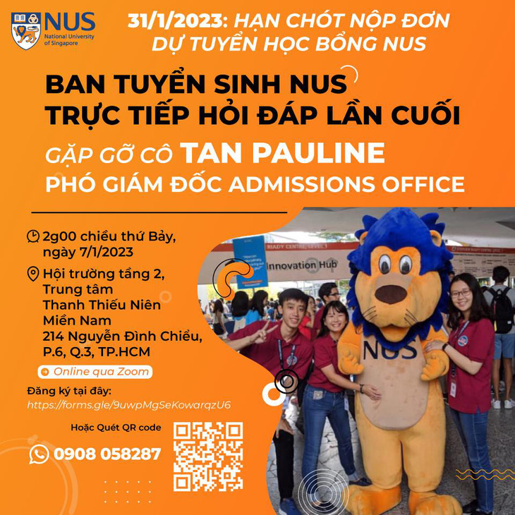 07-01-2023: Đại học Quốc gia Singapore NUS giải đáp học bổng & trợ giúp tài chính - Ảnh 1.