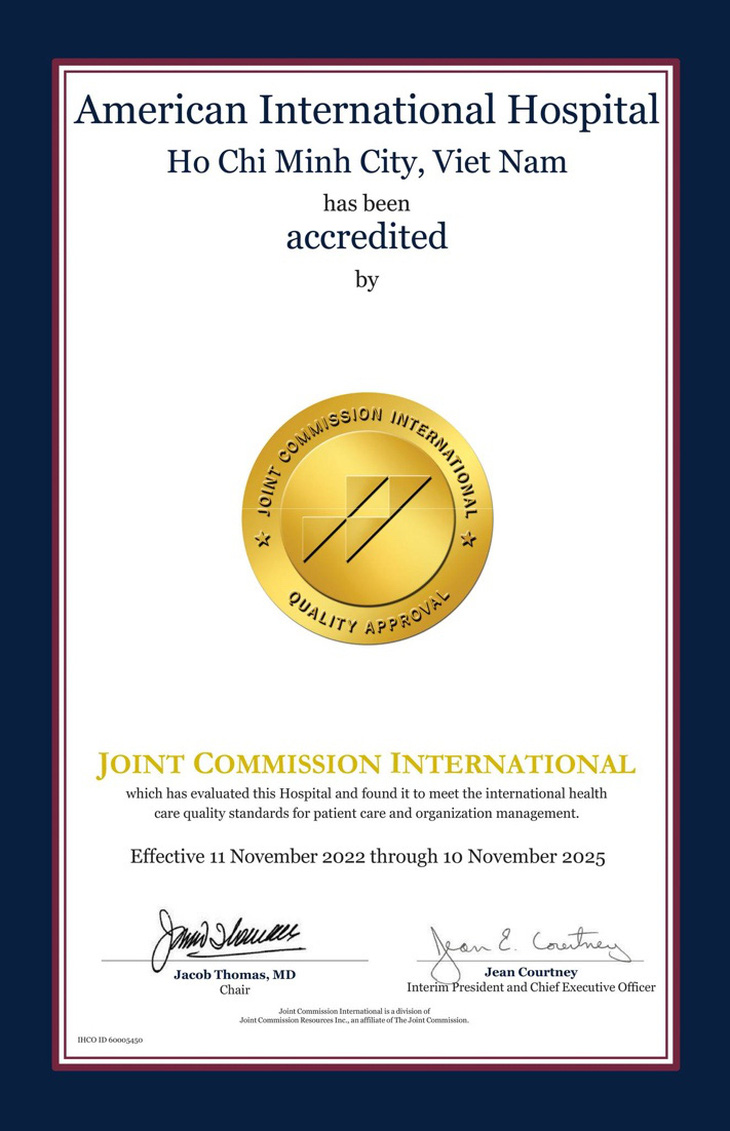 Đạt chứng nhận JCI, Bệnh viện Quốc tế Mỹ (AIH) cam kết chất lượng dịch vụ chuẩn Mỹ - Ảnh 1.