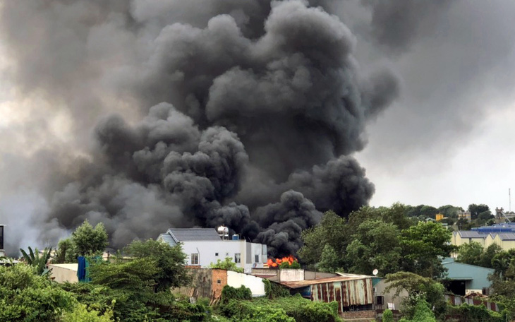 Cháy lớn xưởng sản xuất tượng rộng cả ngàn mét vuông tại Đồng Nai