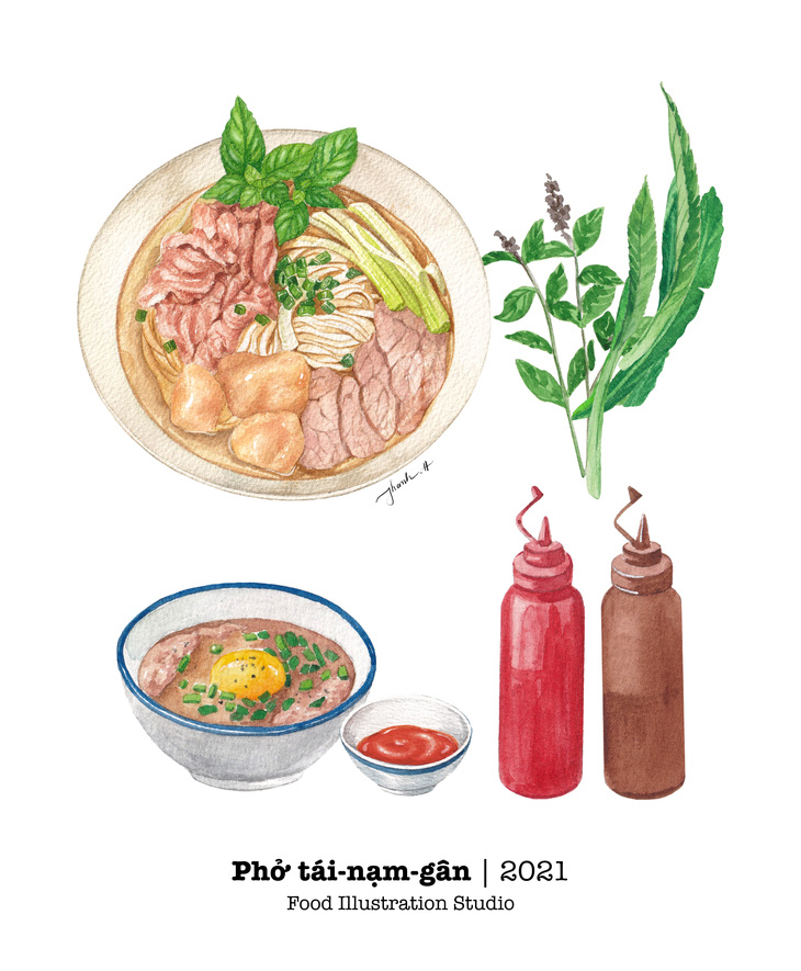 Màu phở trong tranh minh họa ẩm thực - Ảnh 8.