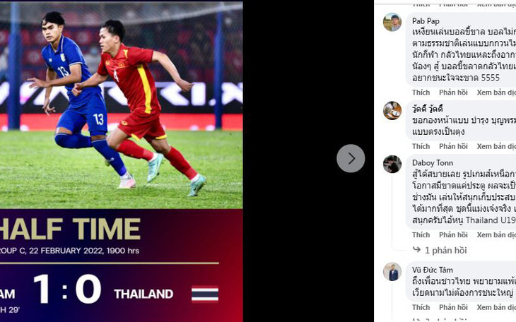 Bị dẫn 0-1 ở hiệp 1, cổ động viên Thái chê U23 Việt Nam 