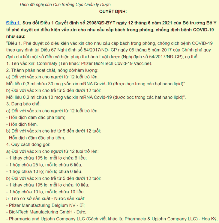 Bộ Y tế: Tiêm vắc xin Pfizer cho trẻ từ 5-11 tuổi liều 0,2ml - Ảnh 2.