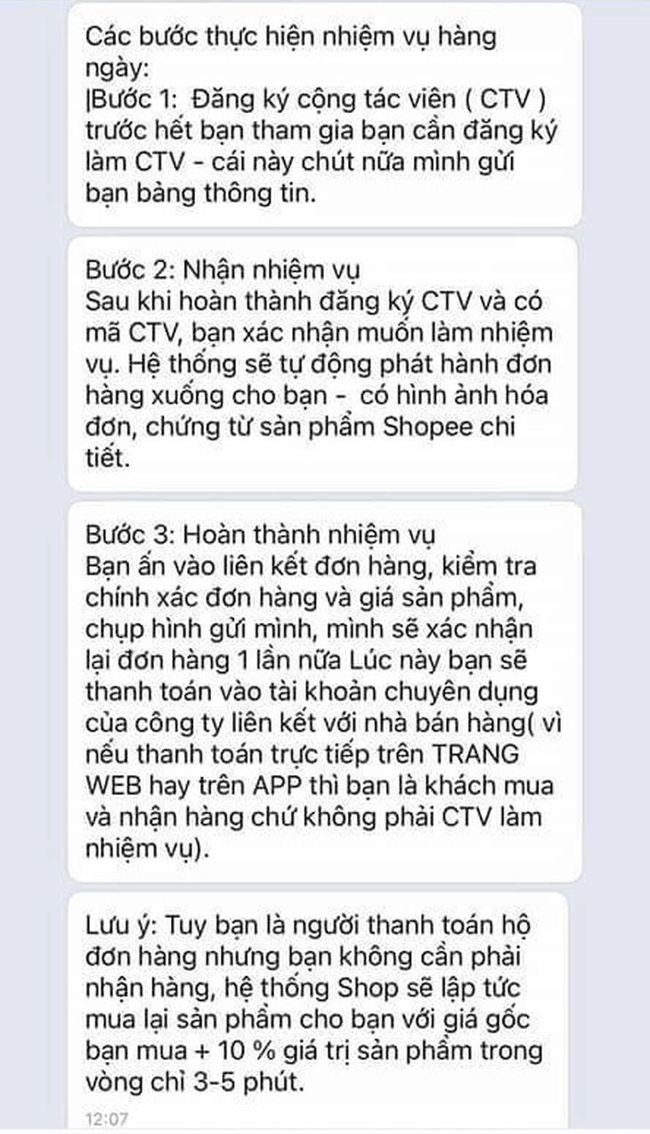 Cảnh báo chiêu lừa tiền sinh viên khi làm cộng tác viên mua hàng online - Ảnh 1.