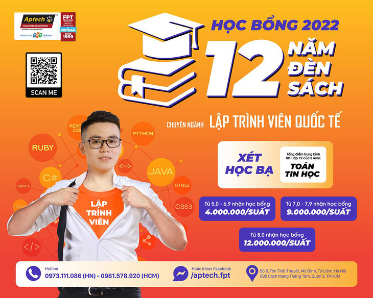 Xét điểm học bạ nhận học bổng 12 năm đèn sách ngành lập trình viên - Ảnh 1.