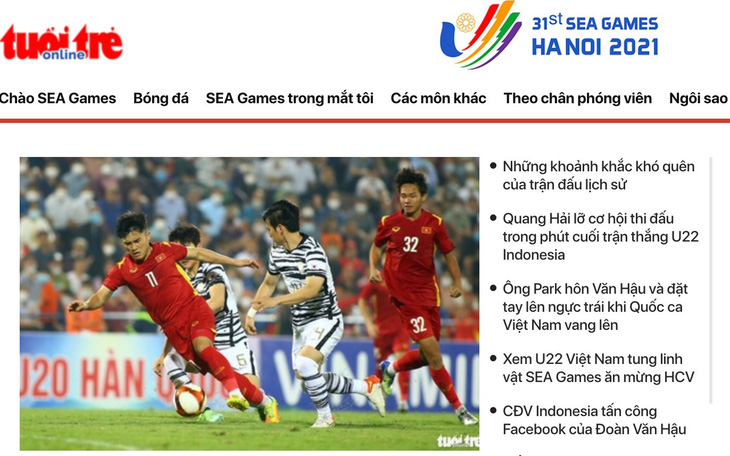 Tuổi Trẻ Online ra mắt chuyên trang SEA Games 31