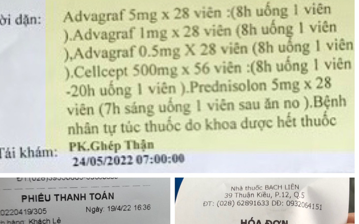 Chợ Rẫy hết thuốc, bệnh nhân ghép thận phải chi số tiền lớn mua thuốc bên ngoài