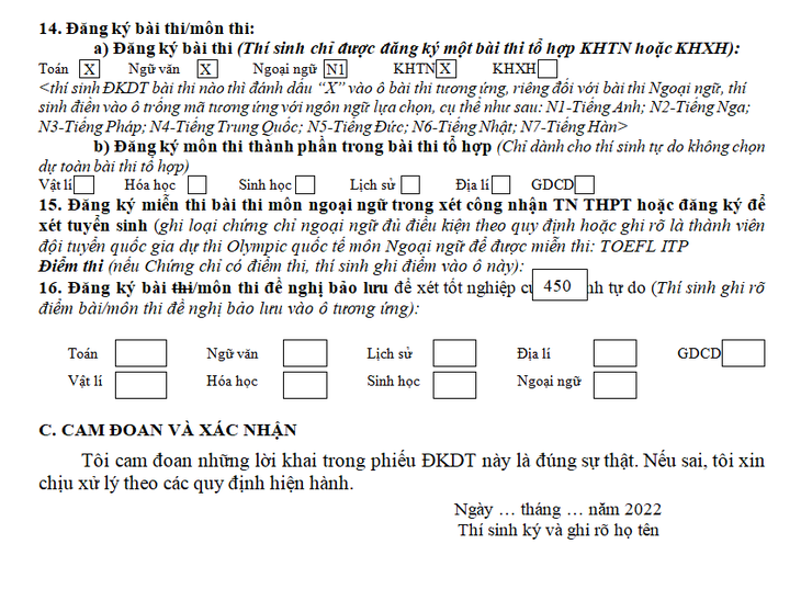 Lưu ý gì khi đăng ký thi tốt nghiệp THPT 2022? - Ảnh 3.