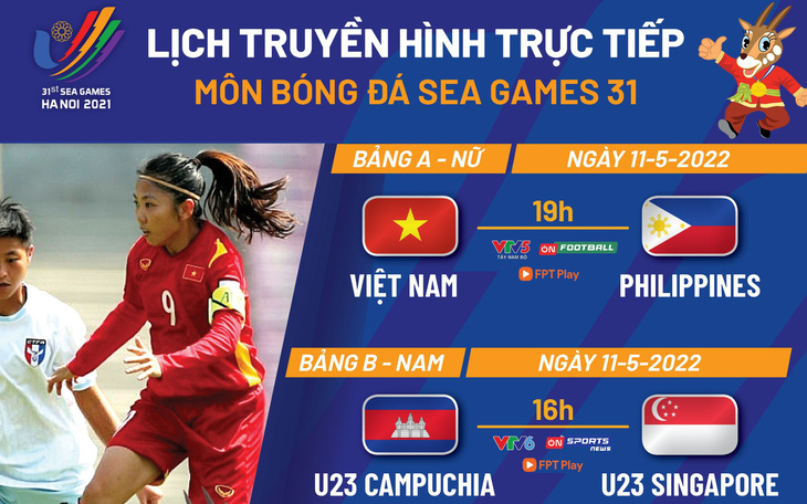 Lịch trực tiếp bóng đá SEA Games 31: Tuyển nữ Việt Nam - Philippines