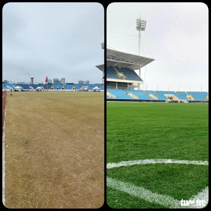 Mặt sân Mỹ Đình bị úa, cỏ chết nhiều trước trận chung kết U23 Việt Nam - U23 Thái Lan - Ảnh 3.