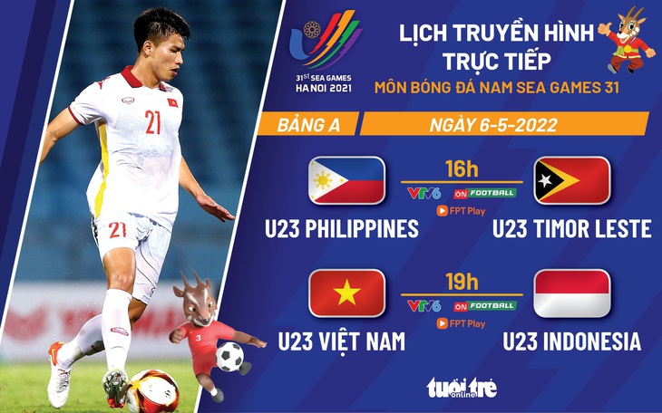 Lịch trực tiếp bóng đá nam SEA Games 31: U23 Việt Nam - U23 Indonesia