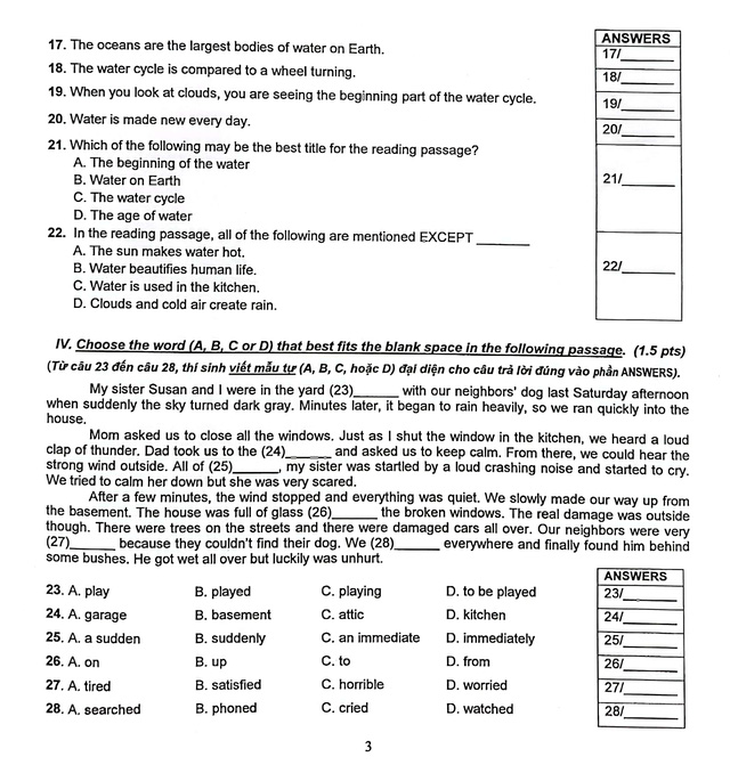 Đề thi môn tiếng Anh tuyển sinh lớp 10 ở TP.HCM - Ảnh 3.