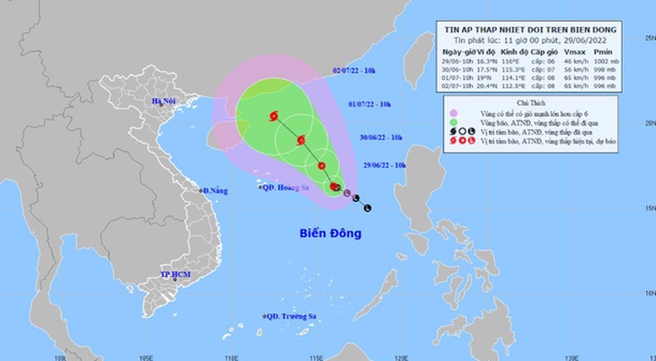 Áp thấp nhiệt đới di chuyển theo hướng Tây Bắc, có xu hướng mạnh thêm - Ảnh 1.