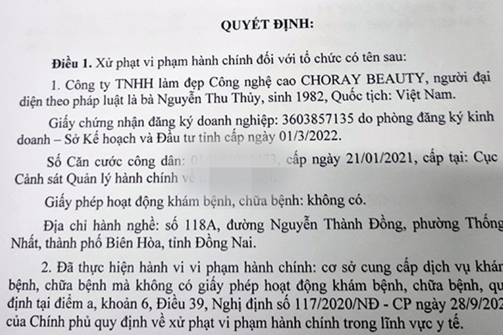 Phẫu thuật thẩm mỹ khi chưa có giấy phép, một cơ sở bị xử phạt 90 triệu đồng - Ảnh 1.