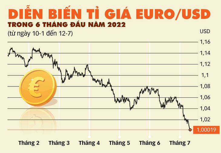 Euro lao xuống gần bằng USD - Ảnh 2.