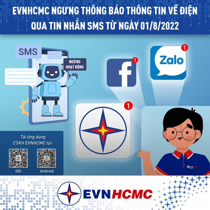 EVNHCMC ngừng nhắn tin SMS từ ngày 1-8-2022 - Ảnh 1.