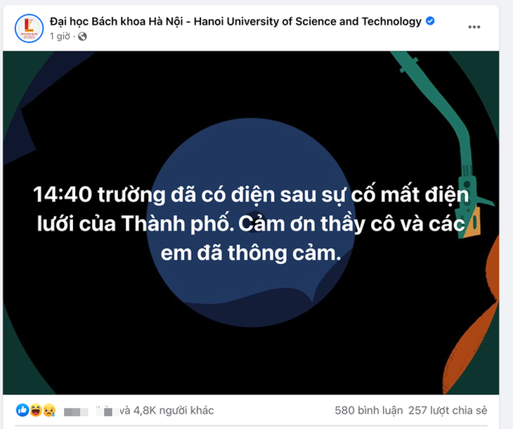 Mất điện diện rộng, Tổng công ty Điện lực Hà Nội xác nhận có sự cố - Ảnh 1.