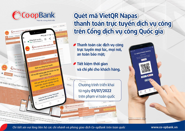 Cùng Co-opBank Mobile Banking thanh toán trực tuyến trên Cổng dịch vụ công Quốc gia - Ảnh 1.