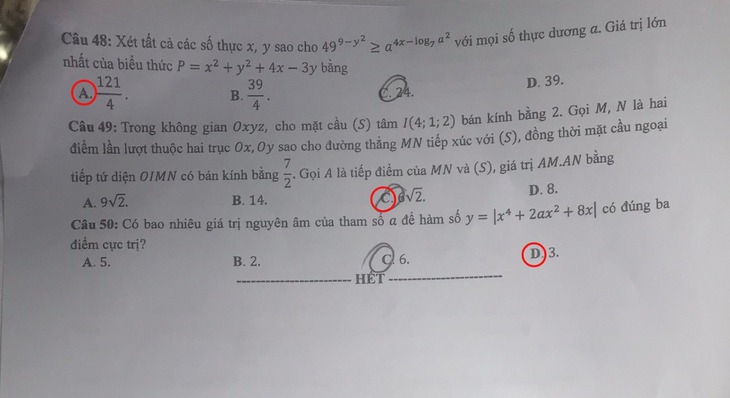 Gợi ý bài giải 24 mã đề môn toán thi tốt nghiệp THPT - Ảnh 15.