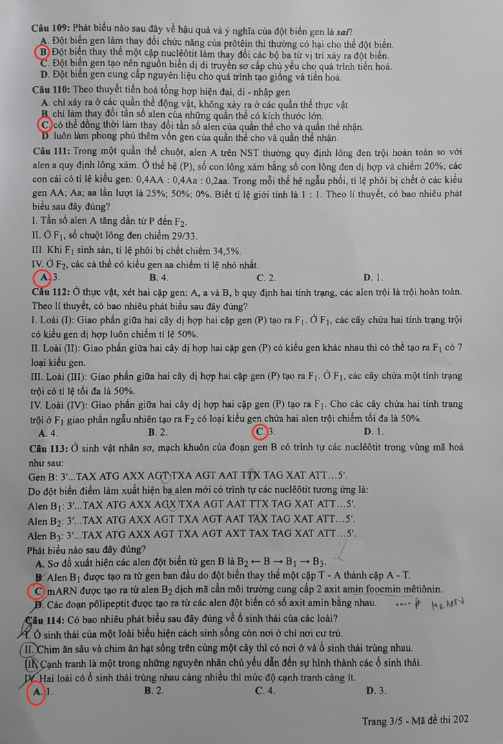 Gợi ý bài giải môn sinh học kỳ thi tốt nghiệp THPT 2022 - Ảnh 3.