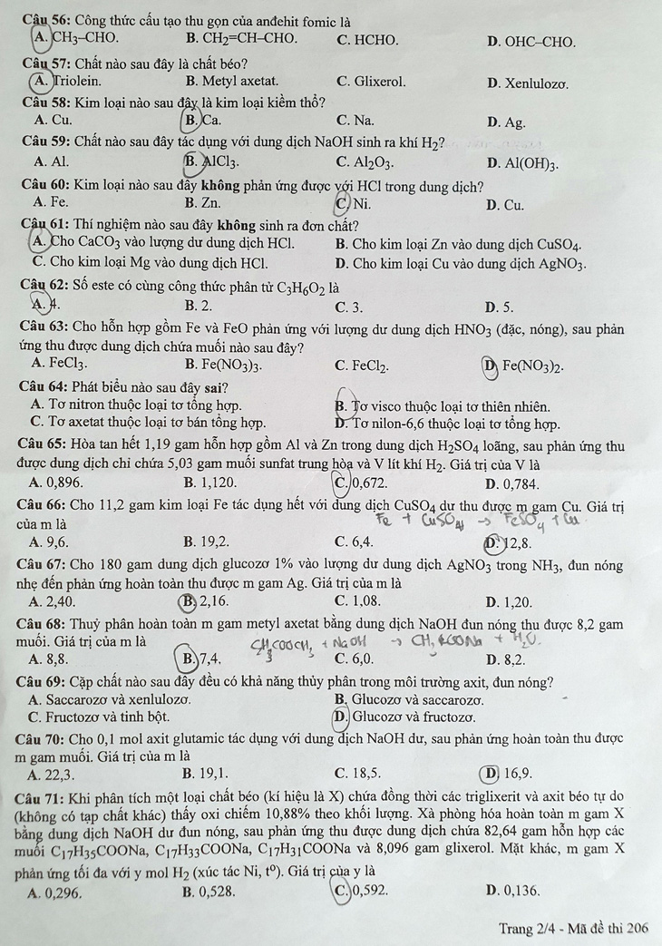 Đề thi môn hóa học kỳ thi tốt nghiệp THPT 2022 - Ảnh 2.