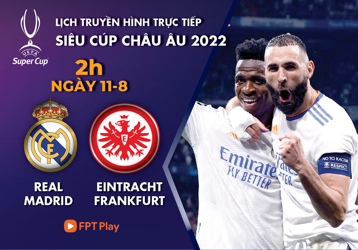 Lịch trực tiếp Siêu cúp châu Âu 2022: Real Madrid - Frankfurt - Ảnh 1.