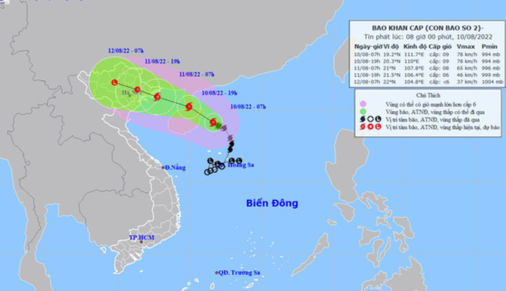 Từ chiều tối nay 10-8, bão số 2 gây mưa lớn, gió giật mạnh ở vịnh Bắc Bộ và các tỉnh Đông Bắc Bộ - Ảnh 2.