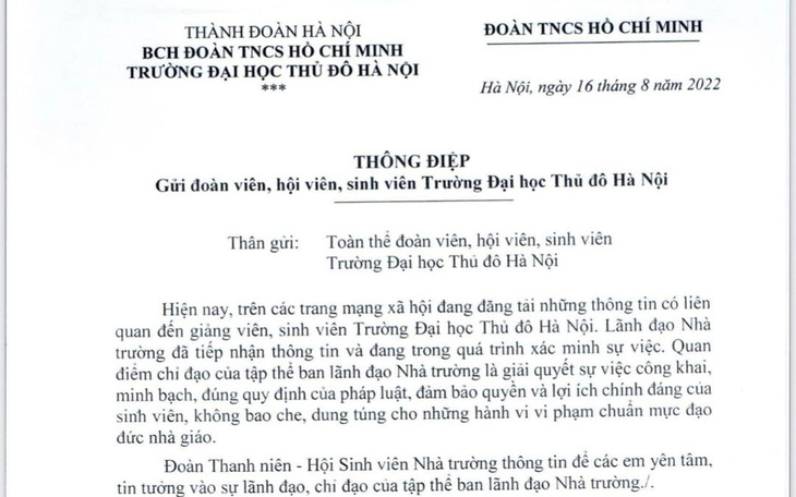 Trường đại học Thủ đô Hà Nội tạm dừng công việc giảng dạy với thầy giáo bị tố quấy rối tình dục