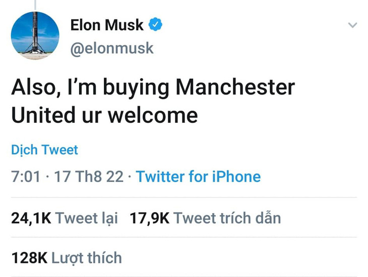 Elon Musk hỏi mua Manchester United? - Ảnh 2.