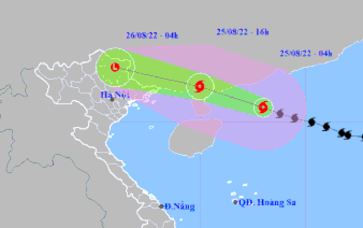 Chiều nay 25-8, bão số 3 cách Móng Cái 230km, Bắc Bộ mưa lớn, có nơi trên 250mm