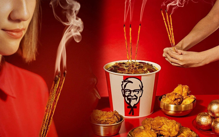 KFC Thái tung quảng cáo "vị ngon trên từng nén nhang"