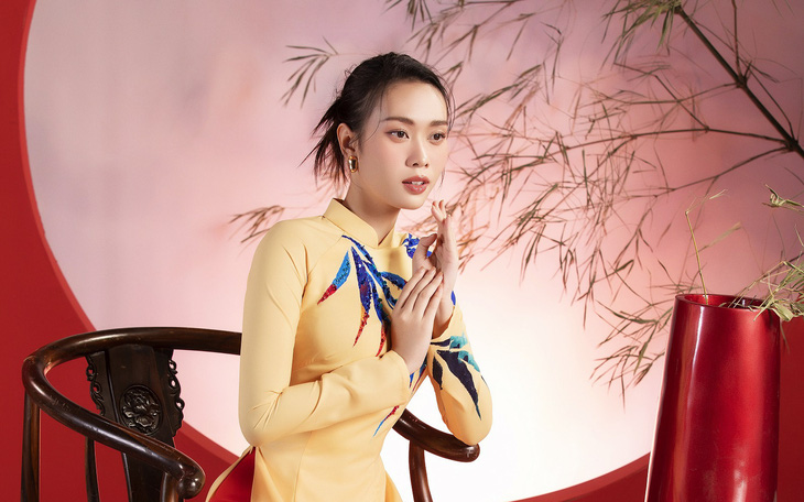 "Đại sứ tre xanh" Ban Mai khoe sắc cùng áo dài lấy cảm hứng từ tre