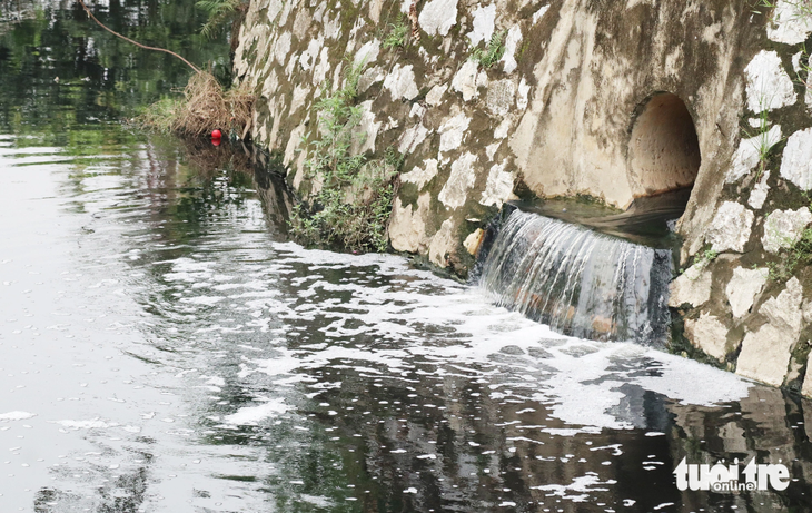 Dọc kênh hào thành cổ Vinh có nhiều nguồn nước thải sinh hoạt của người dân đổ vào - Ảnh: DOÃN HÒA
